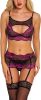 Women Lace Sexy Lingerie Set with Garter Belts Sexy Bra Unique Design Thong Lace Skirt Underwear Set Adjustable Straps for Dating Valentine's Day Hone