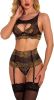 Women Lace Sexy Lingerie Set with Garter Belts Sexy Bra Unique Design Thong Lace Skirt Underwear Set Adjustable Straps for Dating Valentine's Day Hone